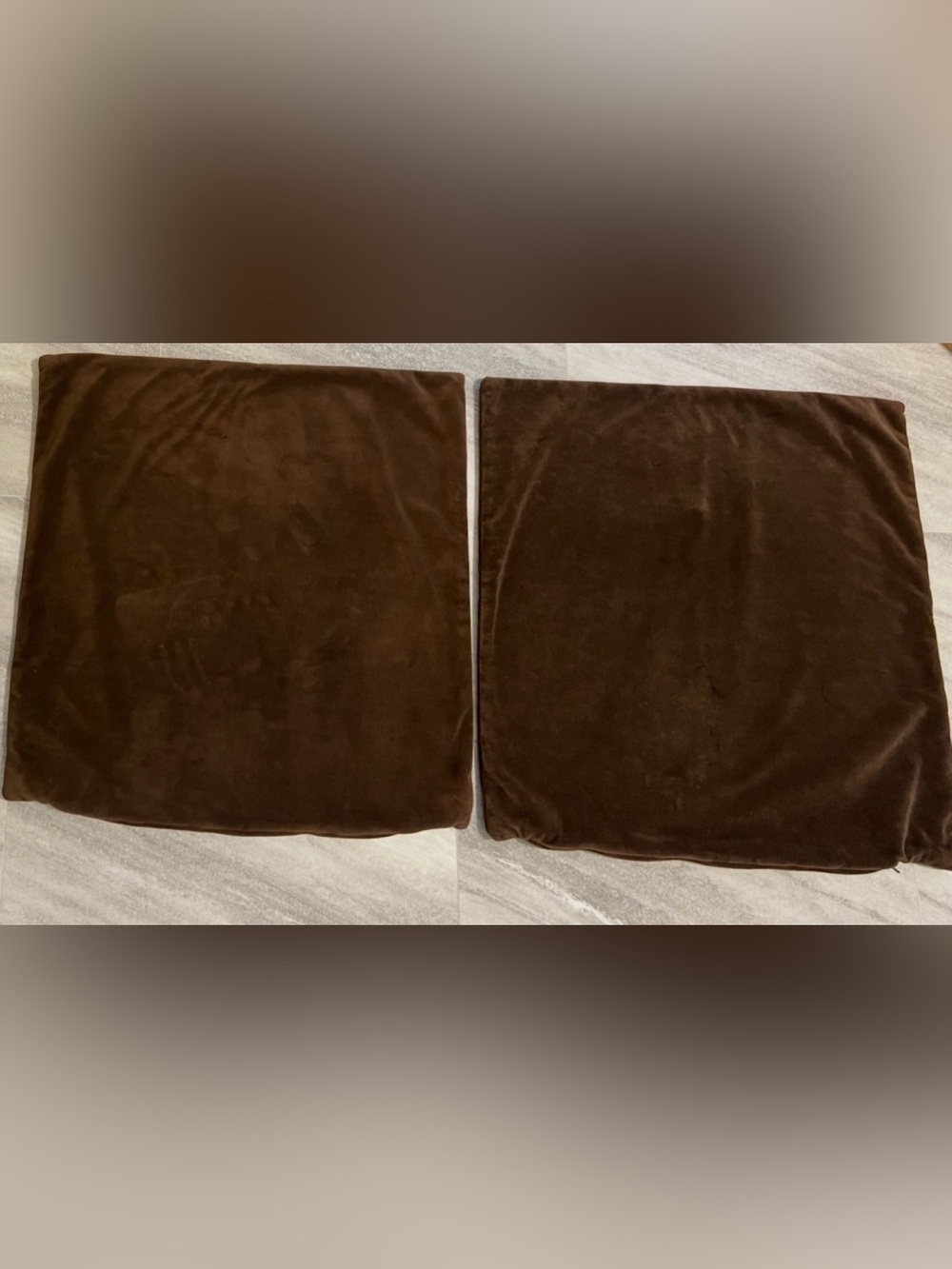 Euro Sham Covers 24x24 Chocolate Brown: Pack of 2 Cozy Soft Velvet Square